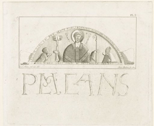 Tympanum of Egmond: arch drum with Peter, Count Dirk VI of Holland and his mother Countess Petronella, ca. 1120