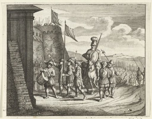 Gijsbrecht van Amstel and Herman van Woerden led into Utrecht as prisoners, 1252