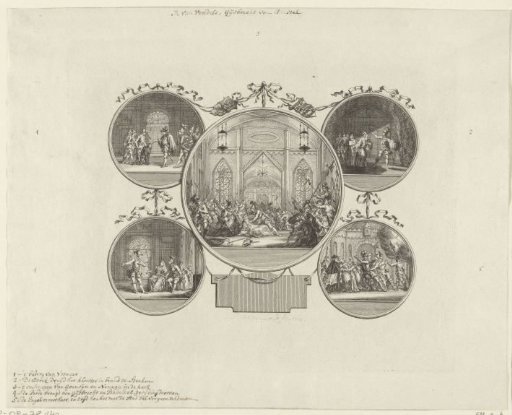 Sheet with Five Scenes from Vondel's Gijsbrecht van Amstel