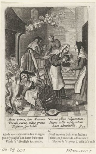 The woman finds the host in the fire, 5