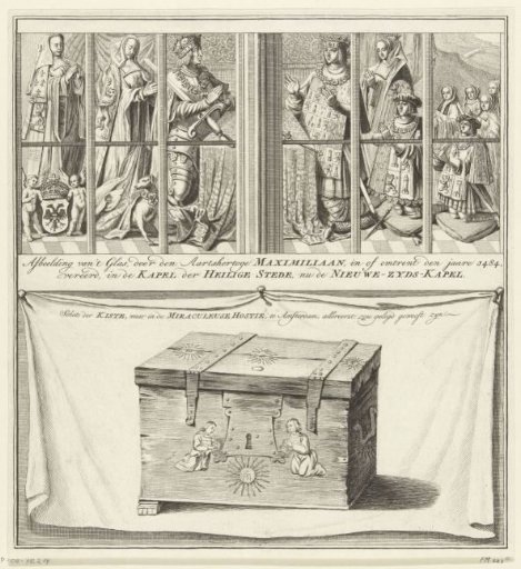 Stained glass window of Emperor Maximilian I and the Miracle Chest in the Heilige Stede in Amsterdam