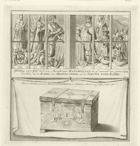 Stained glass window of Emperor Maximilian I and the Miracle Chest in the Heilige Stede in Amsterdam