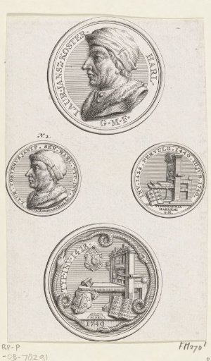 Medals on the occasion of the third centenary of the invention of printing in 1740