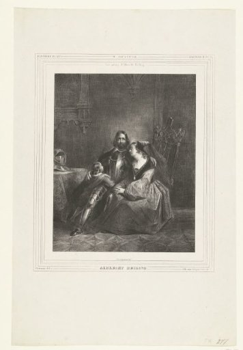 Albrecht Beiling takes leave of his wife and child, 1426