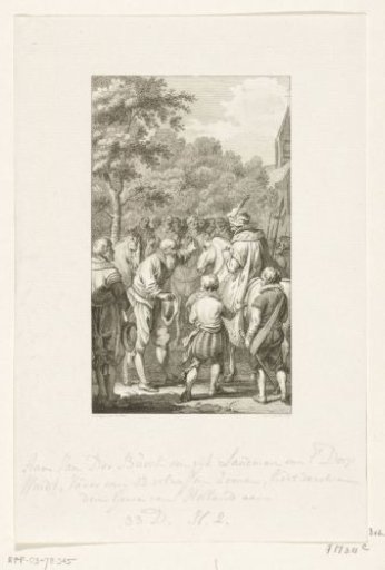 Aam van der Burcht offers the Count of Holland his sons, ca. 1475