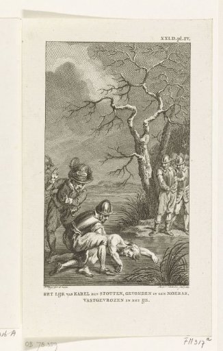 The corpse of Charles the Bold, found in a marsh, frozen in the ice, 1477