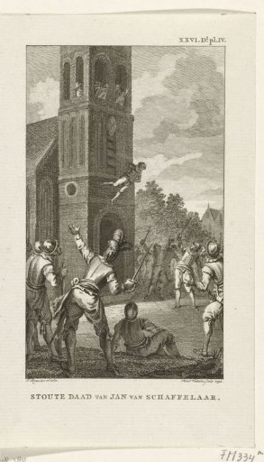 Jan van Schaffelaar jumps from the tower, 1482