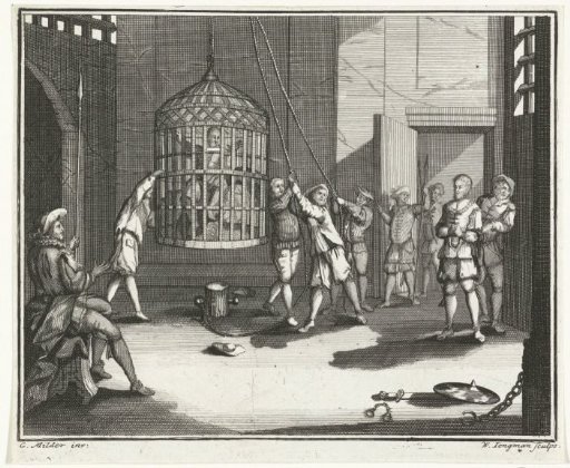 Jan Kruyze and Willem van Deutichem punished in turn in the Wassenaarskooi at Hattem, 1520