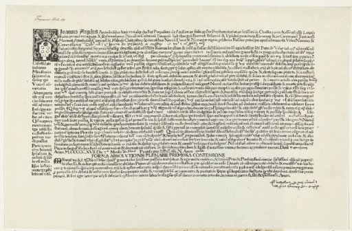 Indulgence letter issued by Joannes Angelus Arcimboldus, 1517