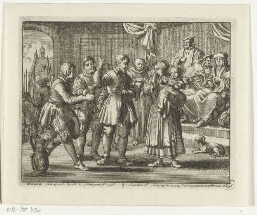Gerrit Hasepoot of Nijmegen takes leave of his family, 1556