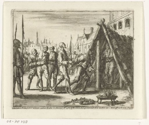 Christiaan Langedul and three others in Antwerp at the stake, 1567