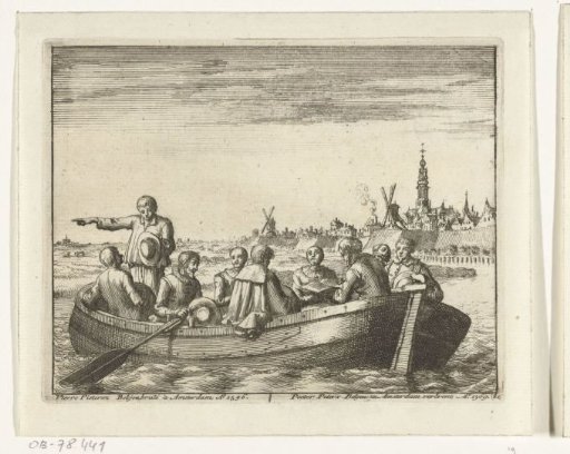 Pieter Pietersz. Bekjen reads from the Bible in a boat on the Amstel outside the Regulierspoort in Amsterdam, 1569