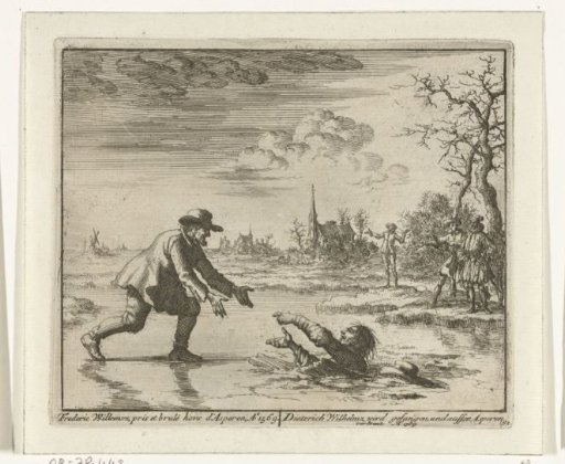 Dirk Willemsz. rescues his pursuer from the ice near Asperen, 1569