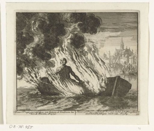 Hendrik Pruyt burned in a boat in Workum, 1574