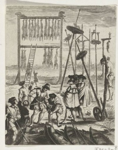 The bodies of the Anabaptists on the gallows field, 1535
