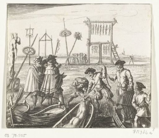 The bodies of the Anabaptists on the gallows field, 1535