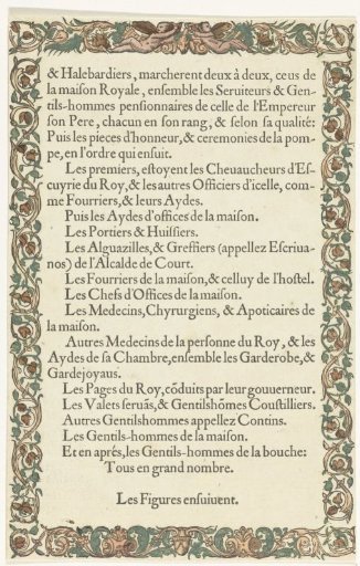 Text sheet accompanying the funeral procession of Emperor Charles V, 1558