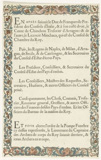 Text sheet accompanying the funeral procession of Emperor Charles V, 1558
