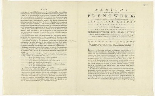 Publisher's prospectus for prints after the painting of the Last Judgment by Lucas van Leyden