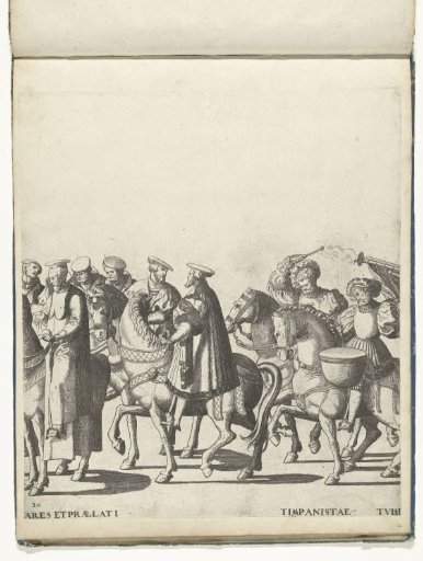 Representatives of the University of Bologna and two drummers, plate 30
