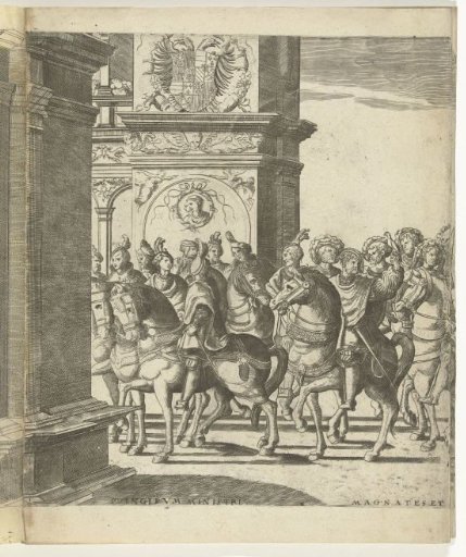 Head of the procession at a triumphal arch, plate 1