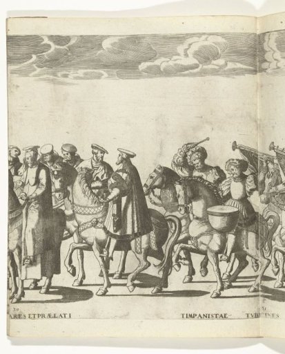 Representatives of the University of Bologna and two drummers, plate 30