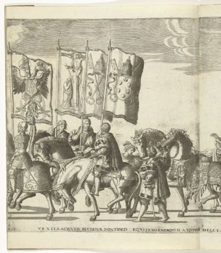 Standard-bearers with the arms of Habsburg and the Pope of Rome, plate 8