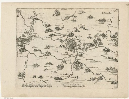 Map of Paris and surroundings, 1590