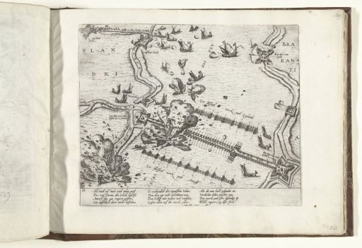 Ship bridge of Parma across the Scheldt blown up, 1585