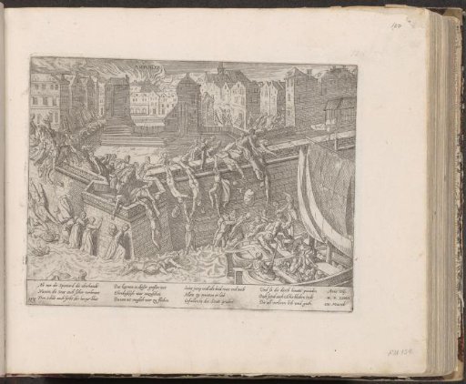 Spanish Fury: inhabitants fleeing into the Scheldt, 1576