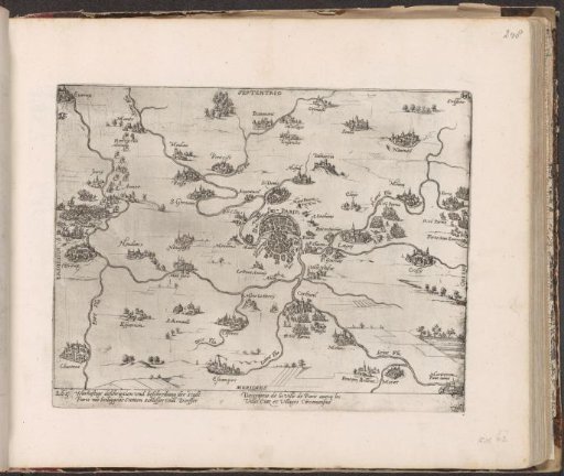 Map of Paris and surroundings, 1590