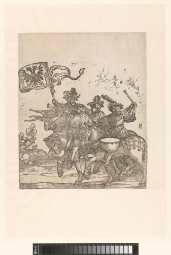 Standard Bearer, Two Trumpeters, and a Drummer