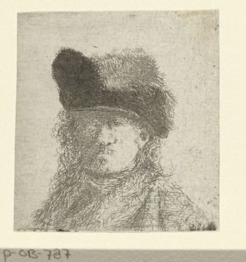 Portrait of Rembrandt with a fur cap