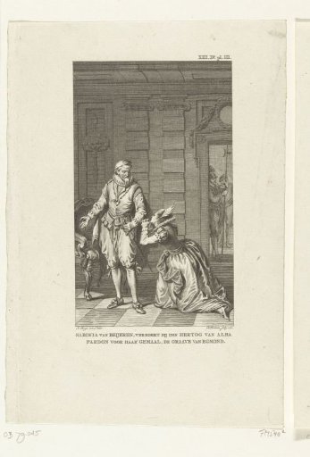 Sabina of Bavaria begs Alva for mercy for her husband, 1568