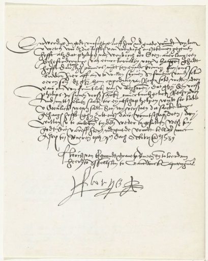 Facsimile of a letter from Floris of Egmont, 1539