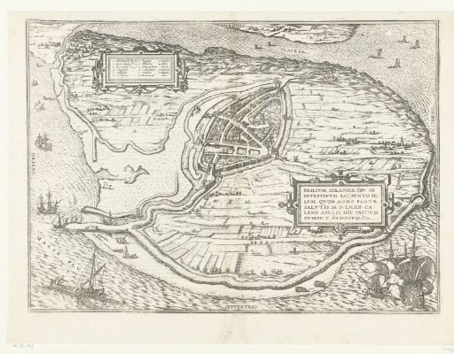 Map of the island of Voorne and plan of Brielle, 1572