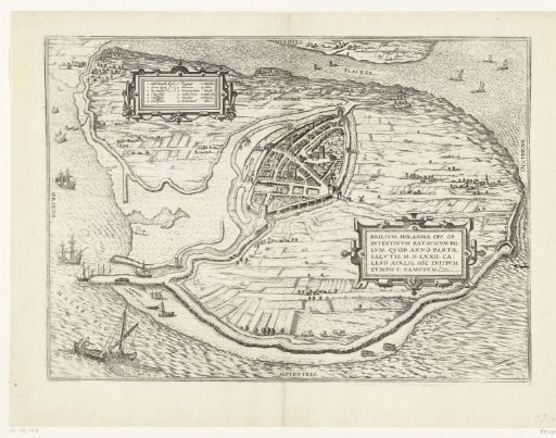 Map of the island of Voorne and plan of Brielle, 1572