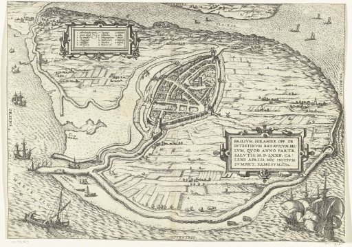 Map of the island of Voorne and plan of Brielle, 1572