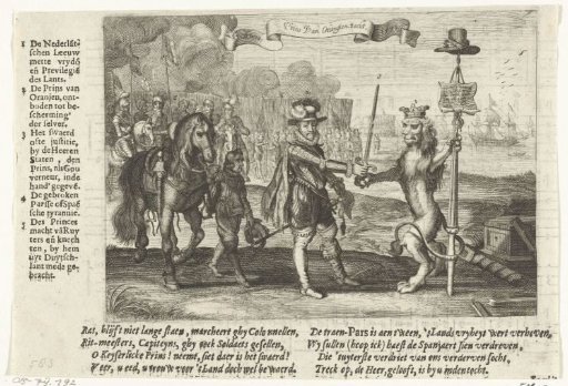 The Dutch Lion hands William of Orange the sword to fight Spanish tyranny, 1572