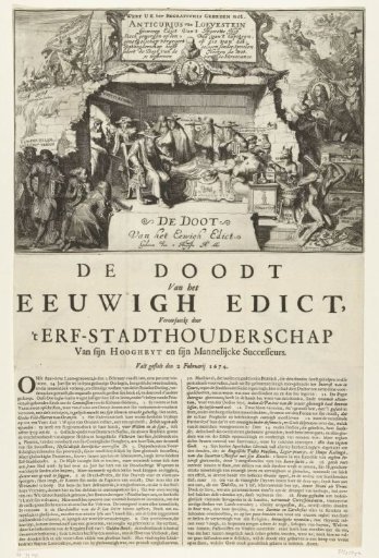 Allegory on the hereditary stadtholdership offered to the Prince of Orange, 1674