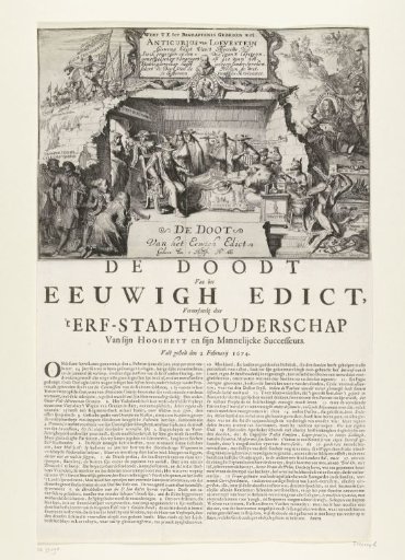 Allegory on the hereditary stadtholdership offered to the Prince of Orange, 1674