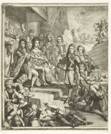 Allegory on the Events of 1689 with William III and Mary on the Throne (Left Half)