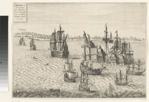 Capture of two Spanish admiral ships by the fleet of the WIC under Admiral Pieter Adriaensz. Ita, 1628