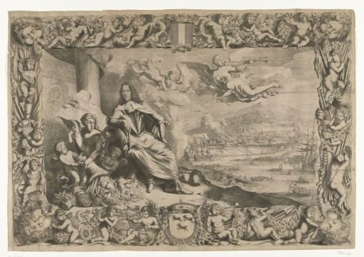 Portrait of Cornelis de Witt with the Raid on Chatham in the background, ca. 1670