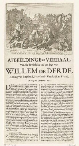 The fatal fall of William III during a hunting party, 1702