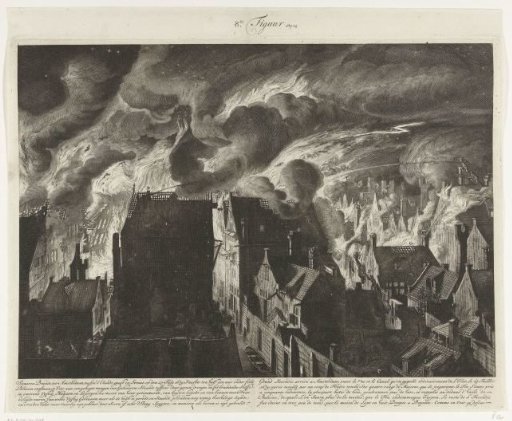 Extinguishing the heavy fire at the Elandsgracht, 1679.