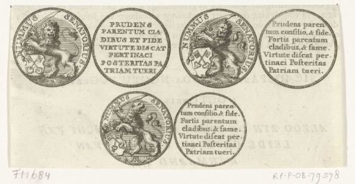 Three civic council medals of the city of Leiden, 1574
