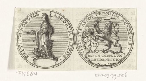 Medal with Minerva and a lion bearing the coat of arms of Leiden, 1574