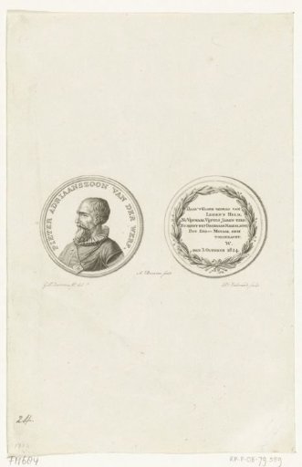 Medal of the city of Leiden, in honor of Pieter Adriaansz. van der Werff, 1824