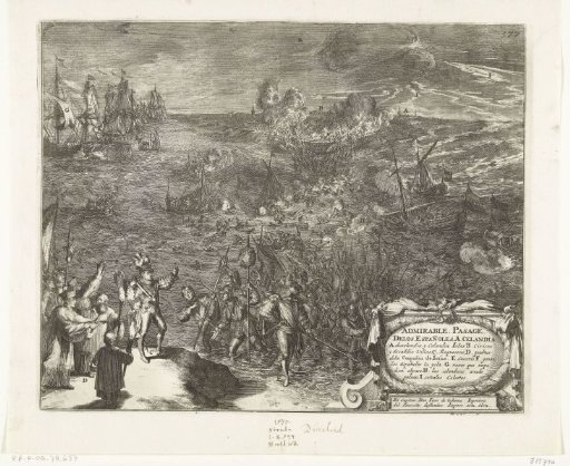 Nightly march of Spanish soldiers through the water to Duiveland, 1575